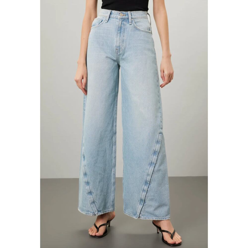 Hudson James MSI Wide Leg Jeans Denim SIZE 27 Light Wash Zipper High Rise $265 - Picture 2 of 12